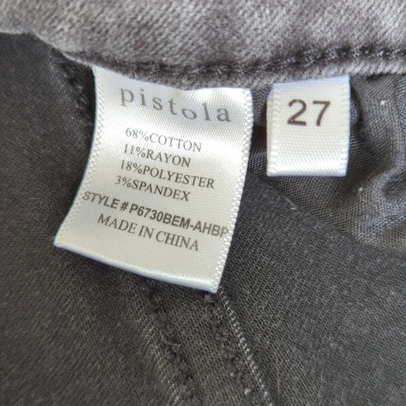 Pistola Classic Mid Rise Distressed Cropped Raw Hem Skinny Jeans Faded Black 27 - Picture 9 of 14